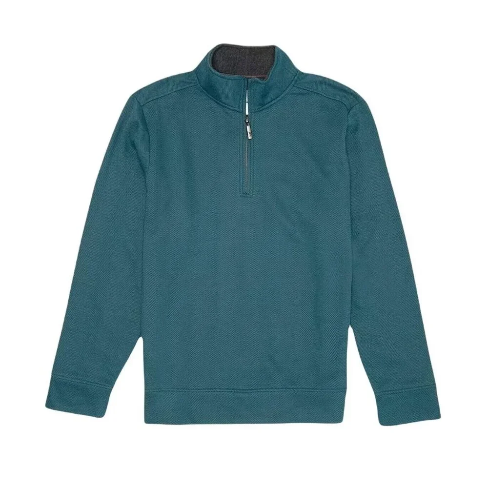 Tommy Bahama Mens Size Medium New Castle Half-Zip Pullover Sweater Forest Green - Picture 2 of 4